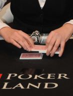 A croupier shuffles cards