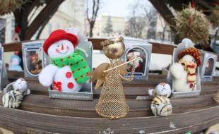 Souvenirs of snow man and cherub