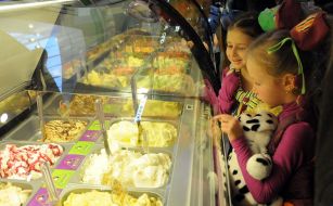 Girls choose an ice-cream