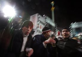 Young people drink champagne