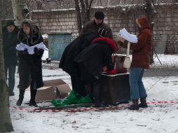 Workers of electoral district near a safe