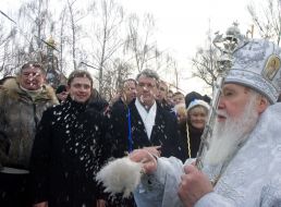 Viktor Yushchenko, Yevgeny Chervonenko, Oles Dovgy and Filaret