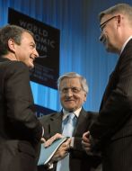 Jose Luis Rodriguez Zapatero, Jean-Claude Trichet and Valdis Zatlers