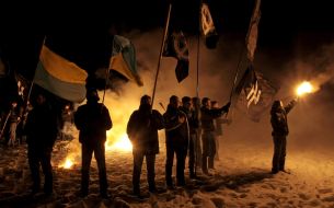 Participants of torch procession