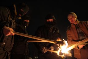 Participants of torch procession