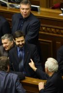 People’s deputies from Regions Party block the parliament’s tribune