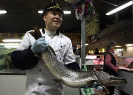 A salesman trades in fish