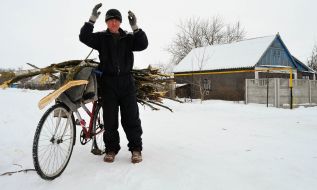 A man drives a brushwood