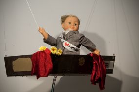 Doll in a coffin representing Yuliya Timoshenko