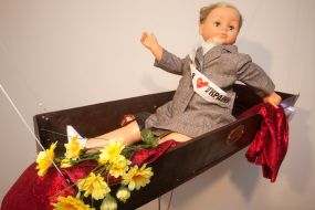Doll in a coffin representing Yuliya Timoshenko