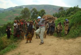 Tourist dances with the Pygmies