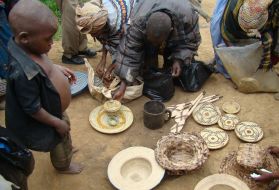 Residents of one of the settlements
