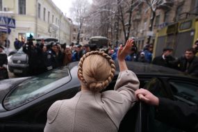 Yulia Tymoshenko sits in the car
