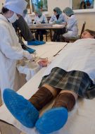 Volunteer donates blood