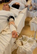 Volunteer donates blood