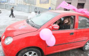 The car of the participants of the rally