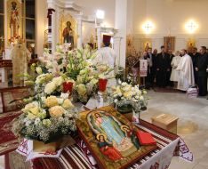 A priest conducts Easter service