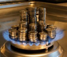Coins on alight gas burner
