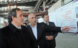 Mishel Platini, Aleksandr Yaroslavskiy and Mikhail Dobkin