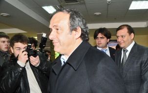 Mishel Platini, Markiyan Lubkivskiy and Mikhail Dobkin