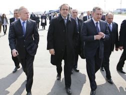 Grigoriy Surkis, Mishel Platini, Anatoliy Golubchenko and Boris Kolesnikov