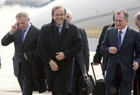 Grigoriy Surkis, Mishel Platini and Boris Kolesnikov