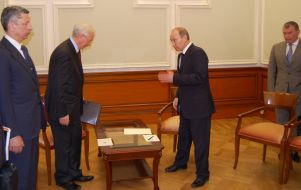 Nikolay Azarov, Yury Boyko, Igor Sechin and Vladimir Putin