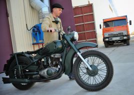 Participant of motor race with  ИЖ-49 motor cycle