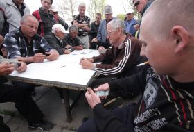 Participants of championship on the game of domino