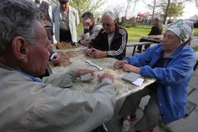 Participants of championship on the game of domino