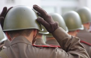 Servicemen in the form of great Patriotic war soldiers