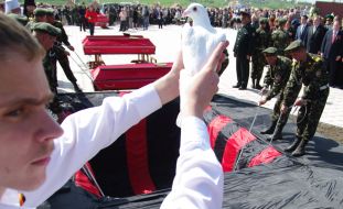 Ceremony of rebury of Red Army warriors