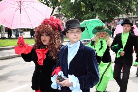 Festive parade participants