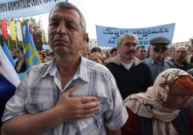 Участники траурного митинга