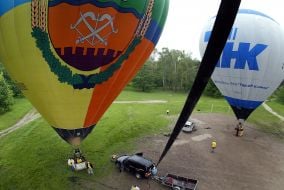 Flying hot air balloons