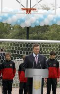 Viktor Yanukovych during the opening of the playground