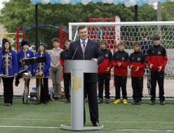 Viktor Yanukovych during the opening of the playground
