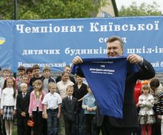 Viktor Yanukovych during the opening of the playground