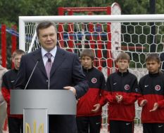 Viktor Yanukovych during the opening of the playground