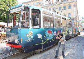 Streetcar with Euro-2012 logotype