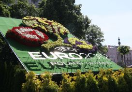 Floral flowerbed in the form of Euro-2012 logotype