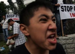 Peaceful mass meeting participant