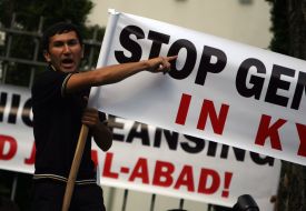 Peaceful mass meeting participant