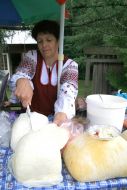A woman sells dairy foods