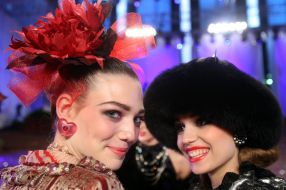 Models display outfits