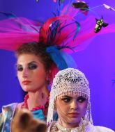 Models display outfits