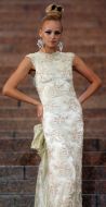 The model demonstrates outfit