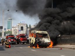Пожар в микроавтобусе