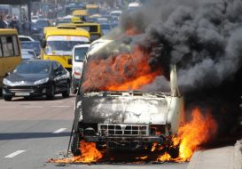 Пожар в микроавтобусе