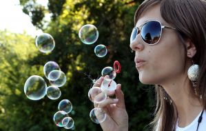 Girl blow bubbles